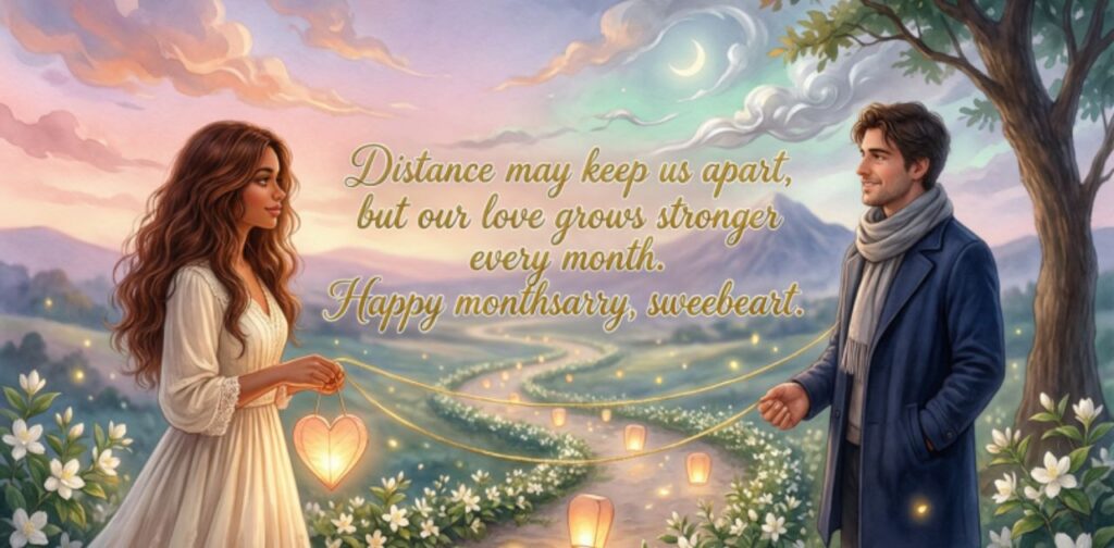 Long-distance monthsary messages for girlfriend to express love and longing.