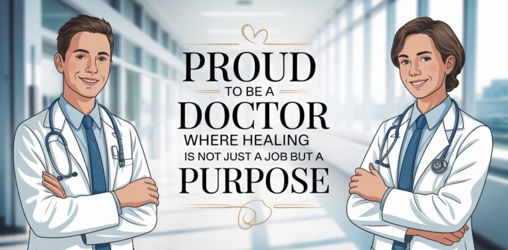 Proud to be a doctor quote celebrating care and dedication