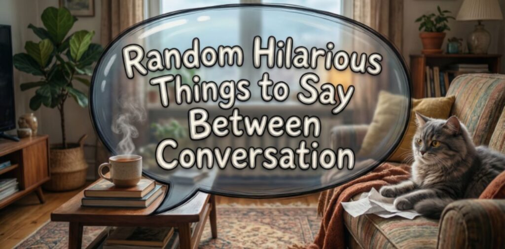 A funny list of random, hilarious phrases to say during conversations for instant laughs.
