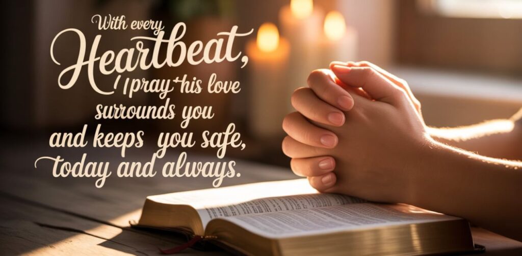 Romantic May God Bless You Messages for Him card featuring love, care, and heartfelt blessings.