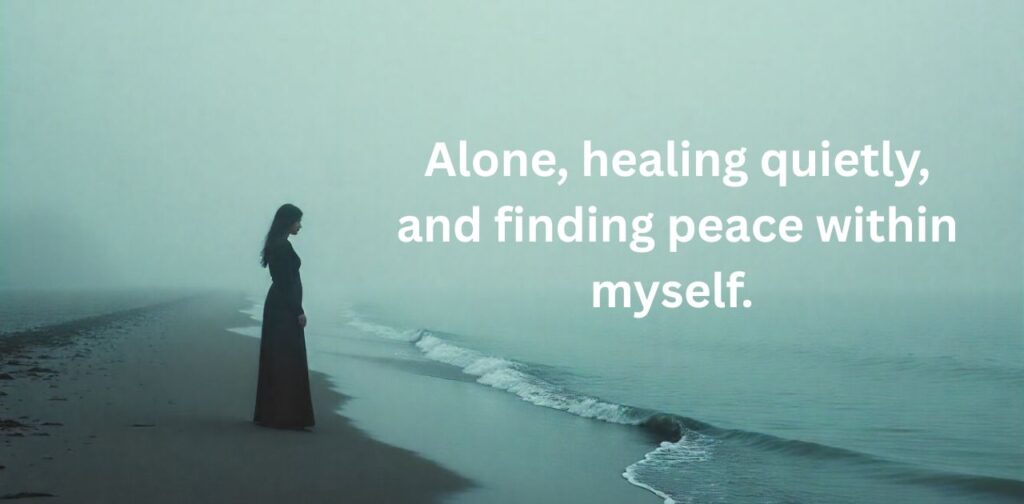 Aesthetic text reading “Short Alone Captions for Instagram”, reflecting calm solitude and self-reflection.