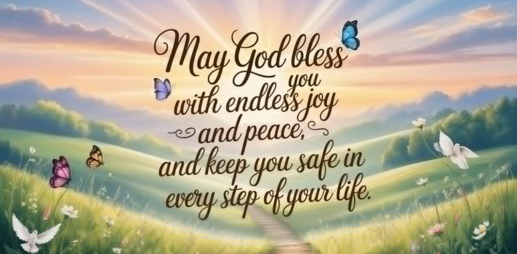 Short May God Bless You Messages card featuring heartfelt greetings and blessings — perfect for friends and family.