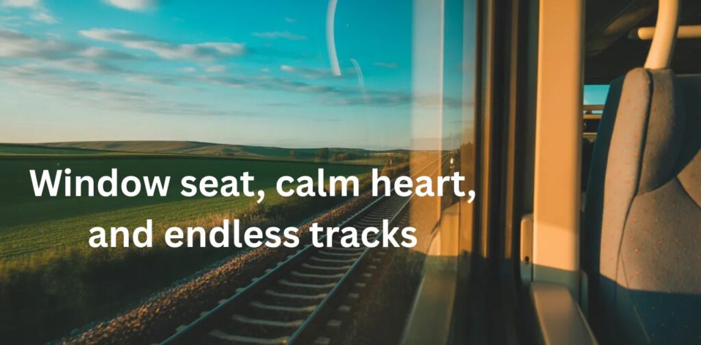 A scenic train moving along tracks during golden hour, perfect for Train Captions for Instagram, capturing the joy of travel and adventure for those looking for Short Train Captions for Instagram.