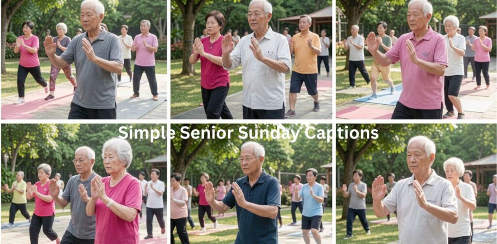 A senior enjoying a quiet Sunday morning with a relaxed smile, perfectly capturing the spirit of Simple Senior Sunday Captions.