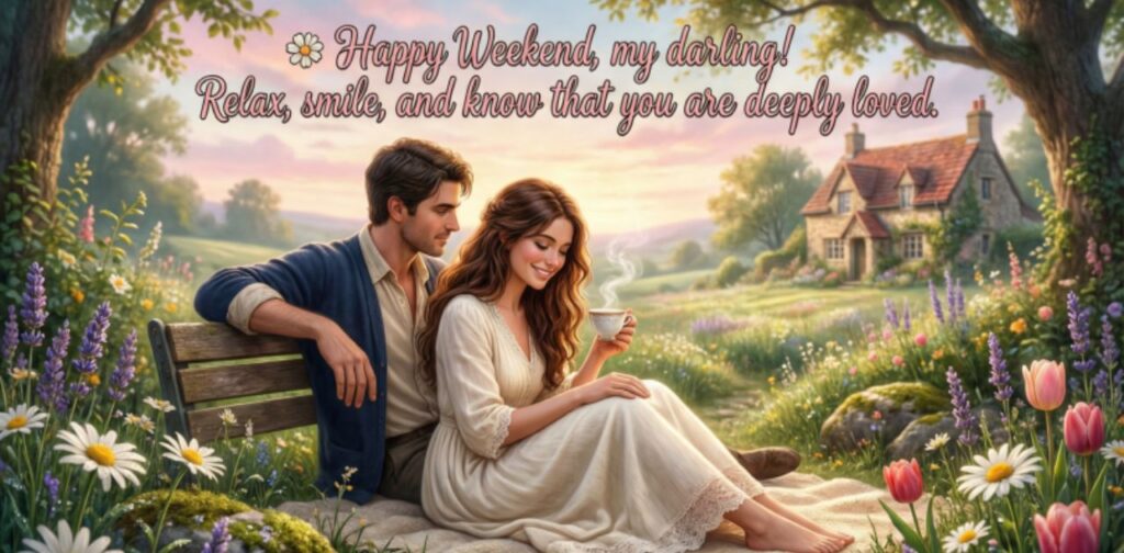 Sweet happy weekend message for her filled with love, warmth, care, and gentle weekend vibes.