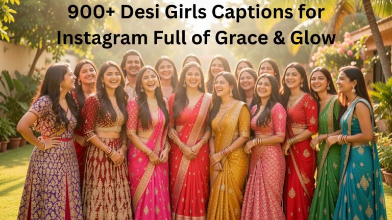 A group of stylish Desi girls posing gracefully and confidently, radiating charm and elegance – perfect for Desi Girls Captions for Instagram.