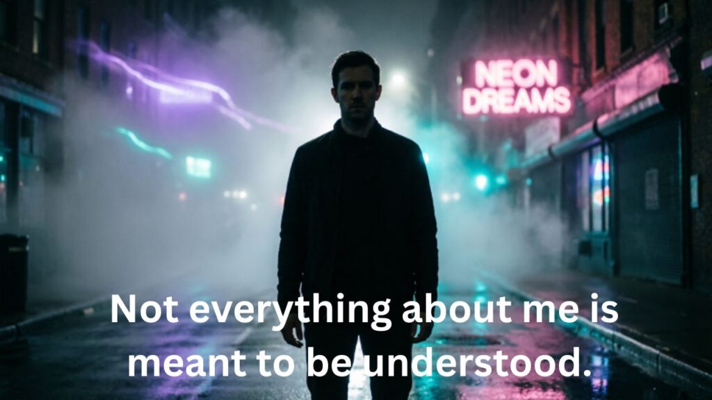 Mysterious Sigma Captions image showing a lone silhouette in a dark moody setting with dramatic lighting and a powerful, secretive vibe.