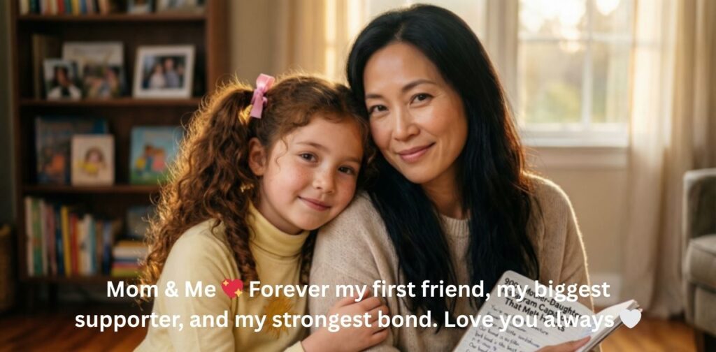 A loving mother and daughter smiling together, sharing a beautiful moment filled with warmth, care, and emotional bonding.