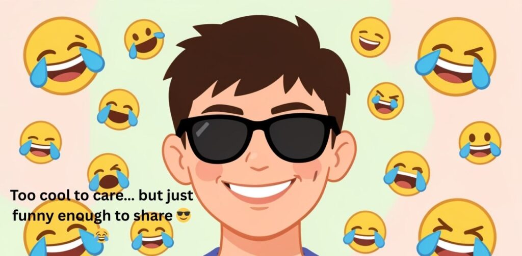Person posing confidently with sunglasses and a funny attitude, showing cool vibes, perfect for funny Instagram captions and stylish humor moments