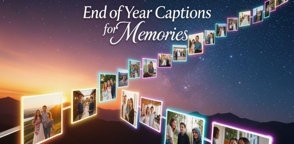 End of Year Captions for Memories’ featuring the focus keyword ‘End of the Year Captions for Instagram’, suggesting a blog section dedicated to nostalgic and memorable Instagram captions for year-end posts