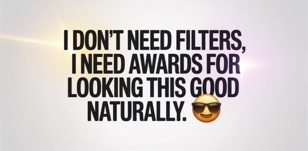 Person taking a selfie with a funny expression and confident pose, perfect for funny Instagram captions and playful self-photo moments.