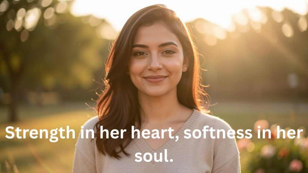 A Desi girl with a calm smile and radiant eyes, reflecting inner strength, kindness, and everyday grace.