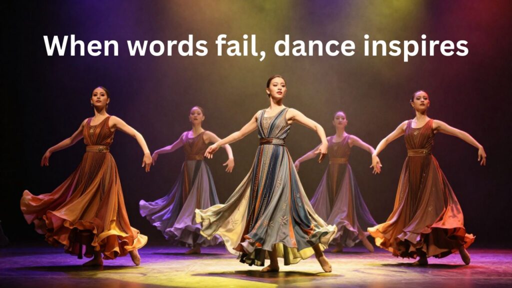 A dancer performing an expressive and graceful move on a brightly lit stage, radiating inspiration and passion for dance.