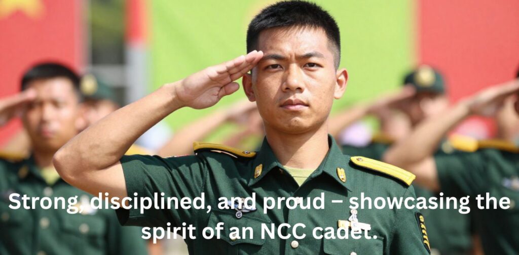 NCC boy in uniform posing confidently for Instagram, showing pride and discipline as a cadet.