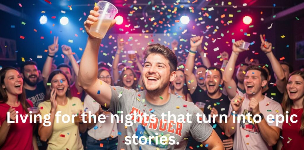 Friends, drinks, and vibes — these are the ultimate Party Frat Boy Instagram Captions.