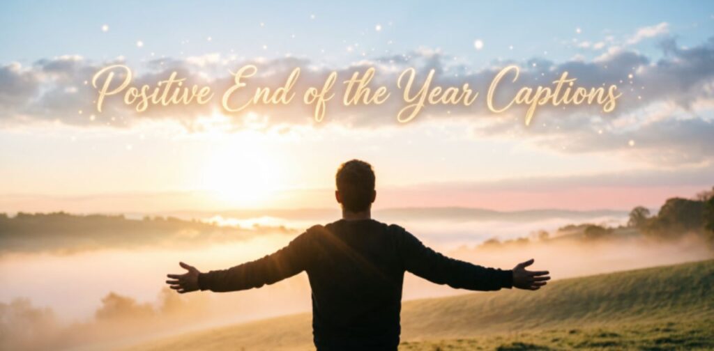 Positive End of the Year Captions’, suggesting uplifting and optimistic captions for social media posts marking the end of the year
