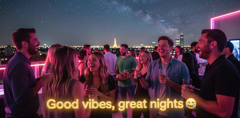 Short frat boy captions for Instagram featured with smiling college boy at party