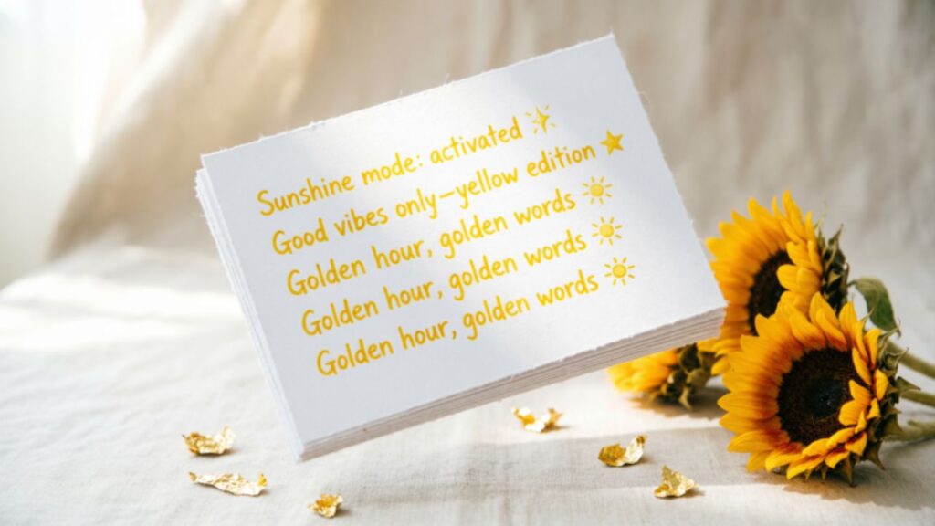 Collection of bright and cheerful posts with Short Yellow Captions for Instagram, featuring sunny yellow tones and playful, eye-catching elements