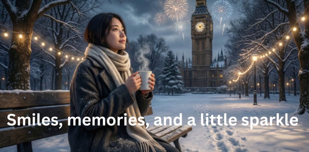 Simple Captions for The End Of The Year with a festive scene of fireworks, confetti, and celebration, perfect for End of the Year Captions for Instagram.