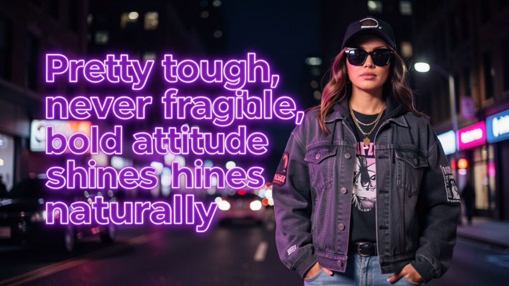 Bold and confident girl with fierce expression and stylish look, representing tough Instagram captions for girls.