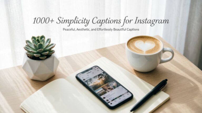 1000+ Simplicity Captions for Instagram to Feel Calm', representing peaceful and minimalist Instagram caption ideas.