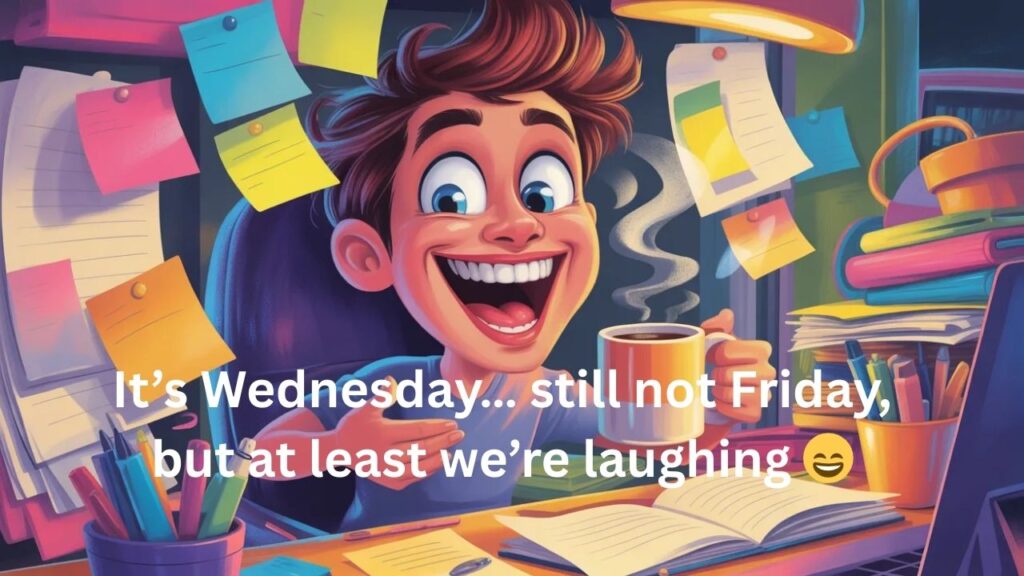 Funny Wednesday captions for Instagram showing midweek humor, workweek jokes, sarcastic Wednesday vibes, and lighthearted captions to make followers smile.
