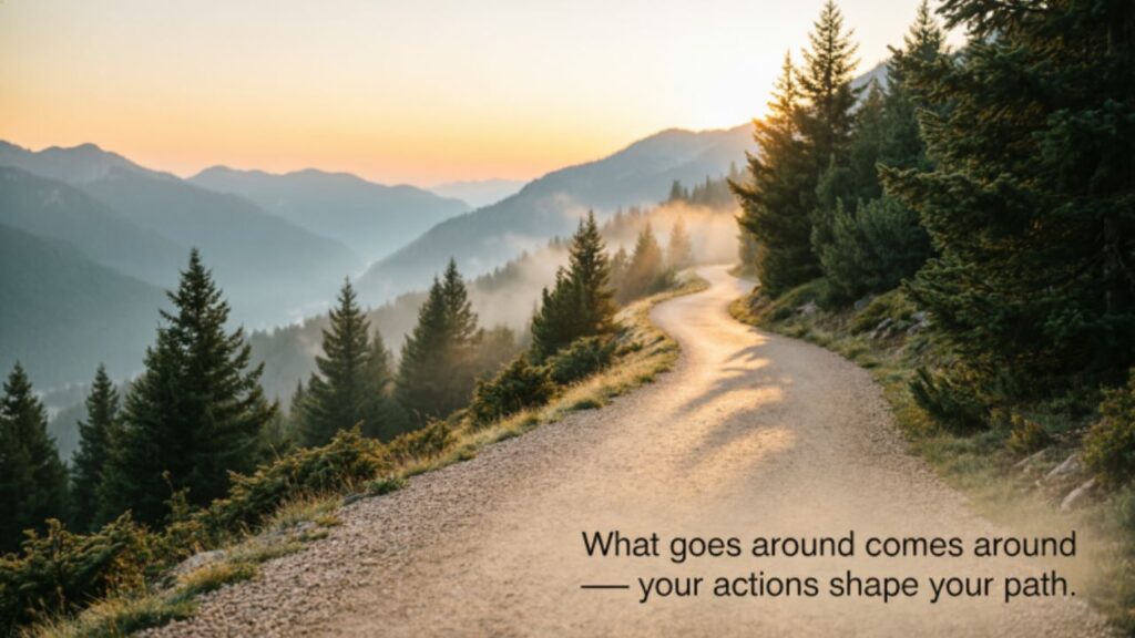 Life lesson karma captions for Instagram with meaningful quotes about actions, consequences, personal growth, and wisdom.