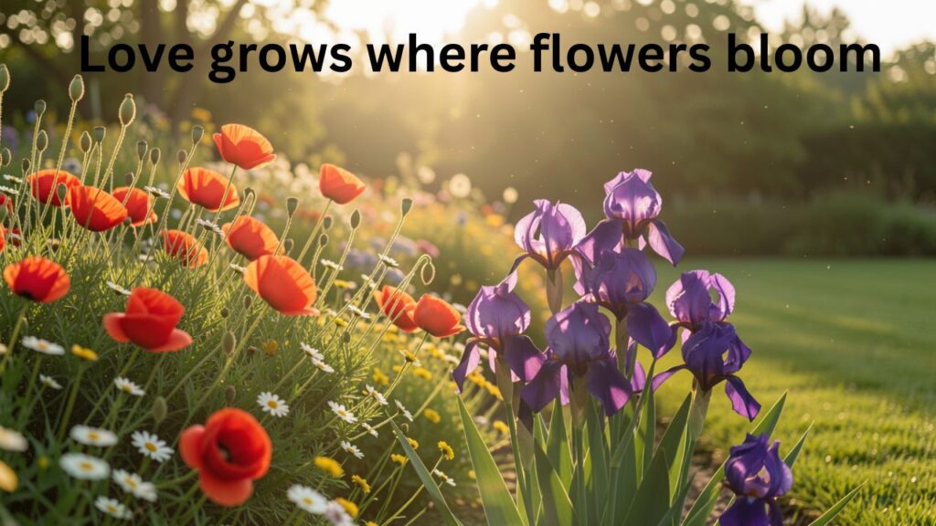 Romantic flowers with red roses, pink peonies, and delicate blossoms, perfect for Instagram posts. Love flower captions for Instagram featuring Flowers Captions for Instagram.