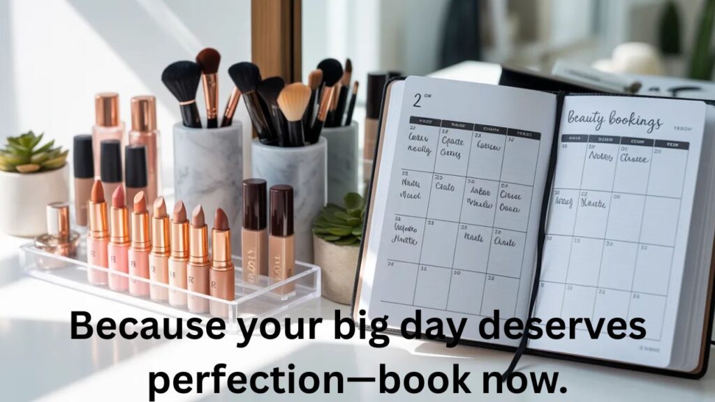 Makeup artist booking captions for Instagram promoting beauty services and client appointments.