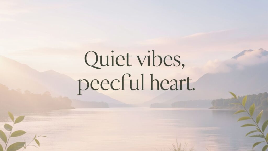 Soft pastel landscape with calm river and “Peaceful Simplicity Captions for Instagram” text.