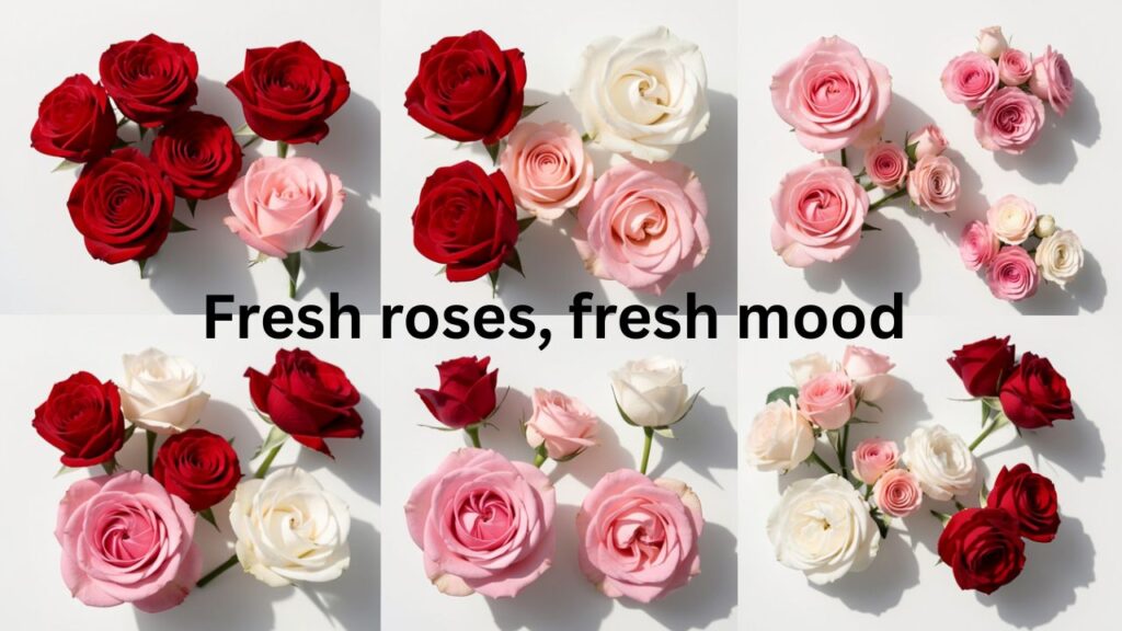Beautiful red and pink roses arranged aesthetically, perfect for Flowers Captions for Instagram. Ideal for sharing romantic, cute, and eye-catching rose posts on Instagram.