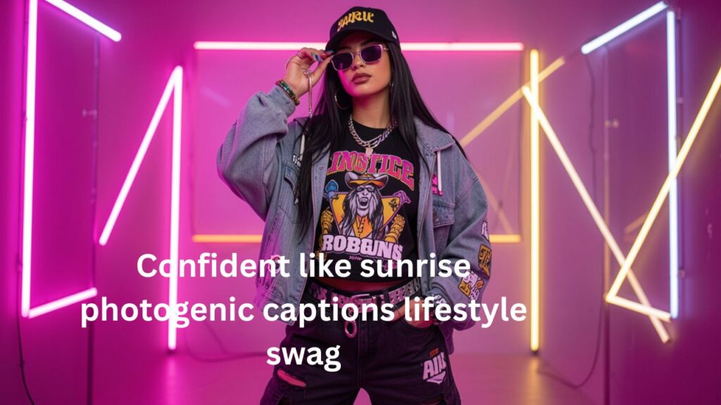 Confident young girl with stylish outfit posing, representing swag and attitude for Instagram captions.