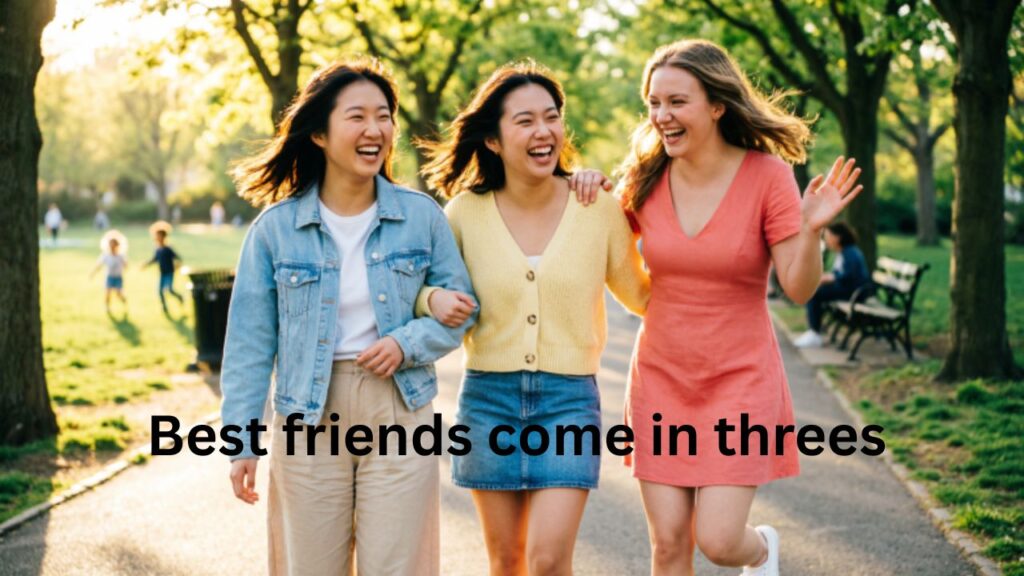 Fun and playful Instagram captions for a trio of friends, celebrating friendship and good times together.