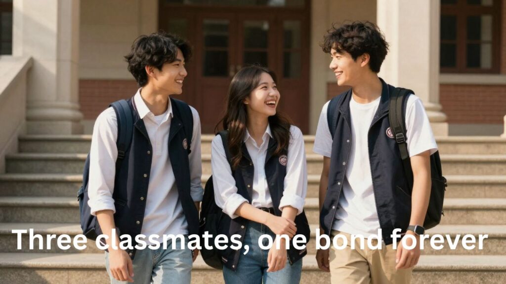 Trio Captions for Instagram for School Friends: Cute and fun captions for three school friends sharing memories and laughter.