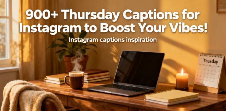 900+ Thursday Captions for Instagram to Boost Your Vibes!’ designed for social media inspiration and engagement.