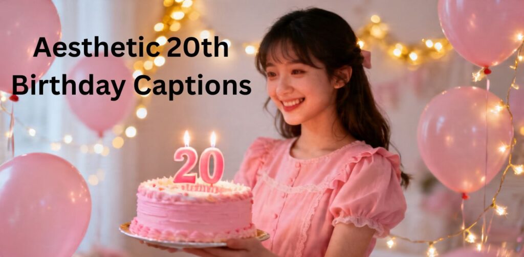 aesthetic 20th birthday captions with soft pastel theme and dreamy vibes