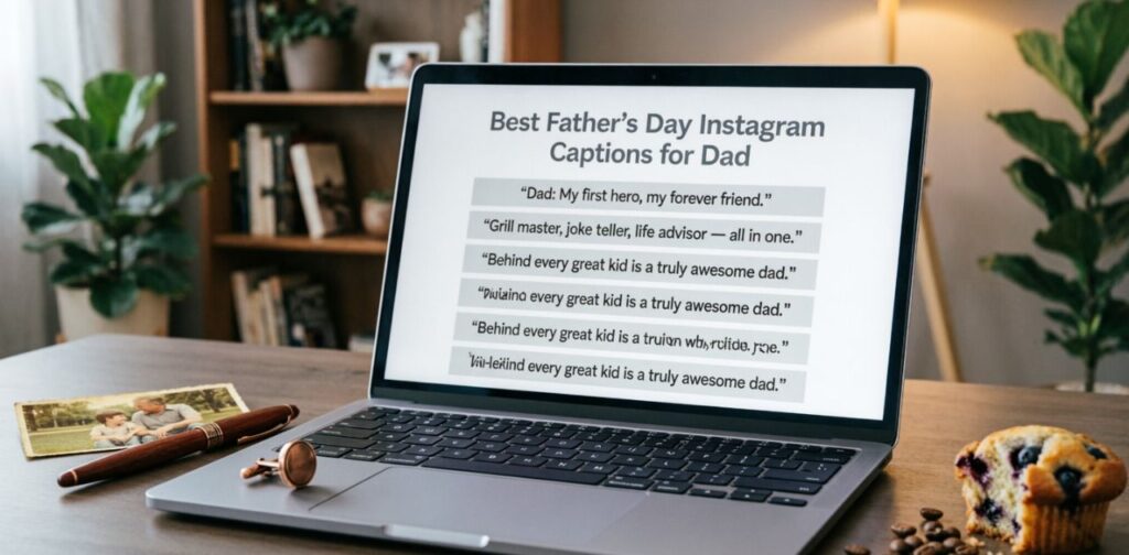 Best Father’s Day Instagram Captions for Dad featuring heartfelt, emotional, and appreciation-filled messages perfect for celebrating dads on Instagram posts