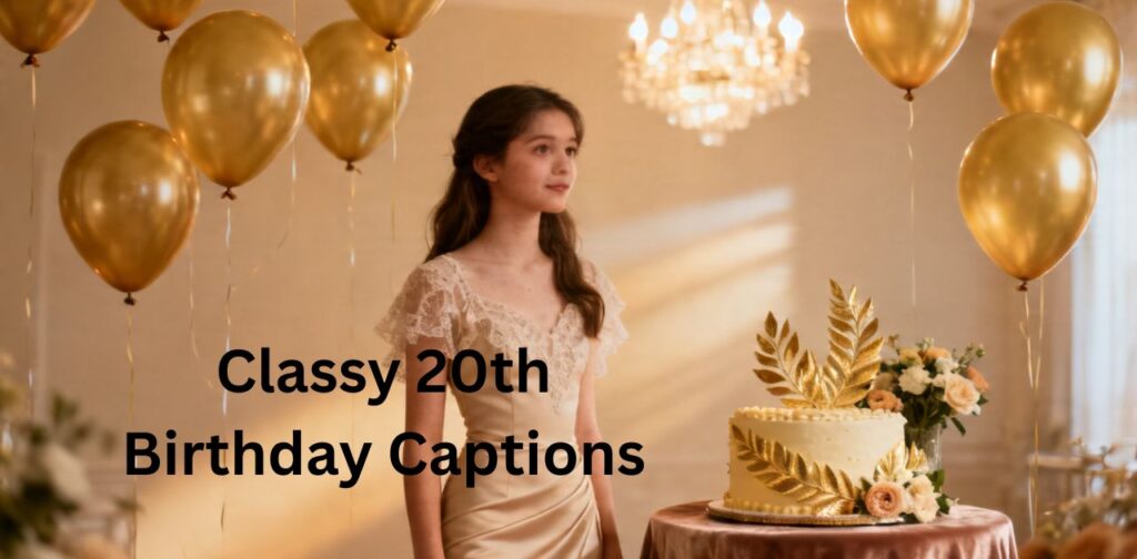 classy 20th birthday captions with elegant outfit and luxury celebration
