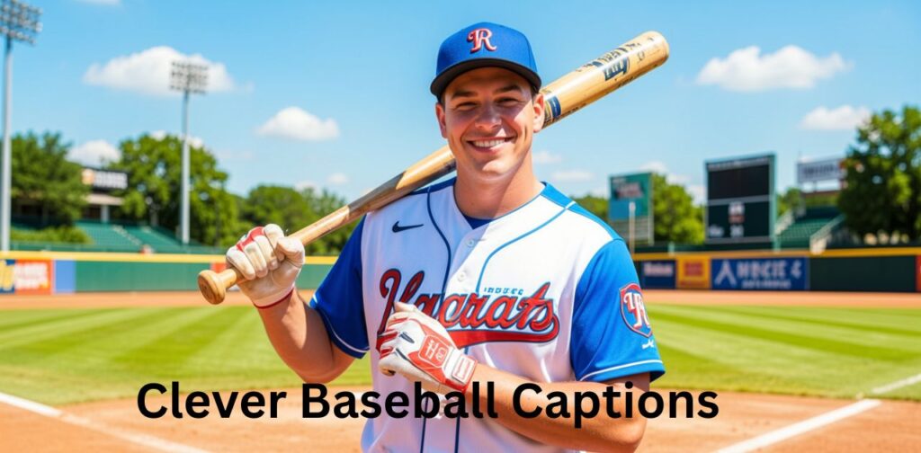 Clever baseball captions for Instagram with witty lines, game humor, and smart sports wordplay
