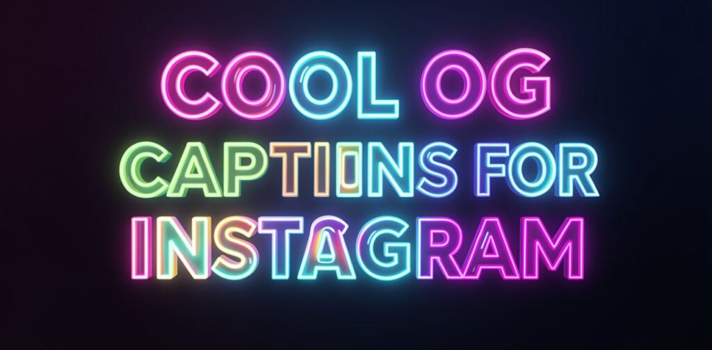 A stylish collection of cool OG Instagram captions displayed in a modern aesthetic design, representing attitude, confidence, and bold social media vibes