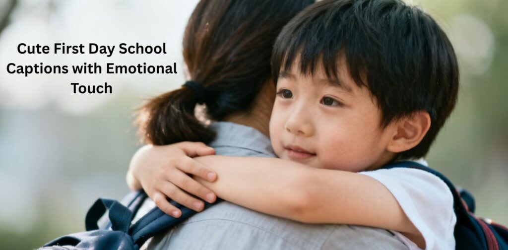 Cute First Day School Captions with Emotional Touch showing smiling kids and happy emotions