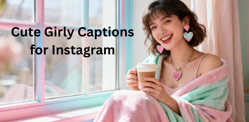 A collection of cute girly Instagram captions expressing fun, charm, confidence, and soft aesthetic vibes for social media posts.
