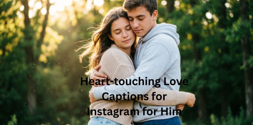 A deeply emotional romantic couple moment where a girl gently hugs her partner, both closing their eyes and feeling peaceful love, symbolizing trust, care, and heart-touching connection, perfect for Heart-touching Love Captions for Instagram for Him.