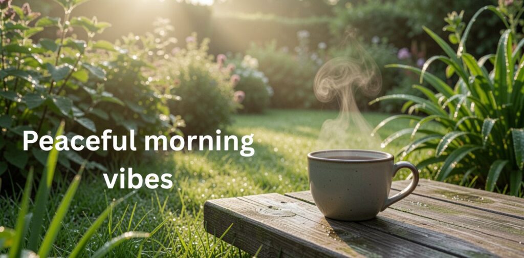 Short and sweet morning captions for Instagram with coffee, sunshine, and peaceful aesthetic vibes