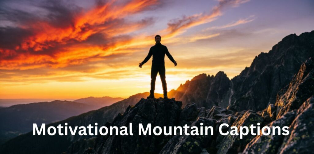Motivational mountain captions for Instagram with inspiring hiking and success mindset vibes