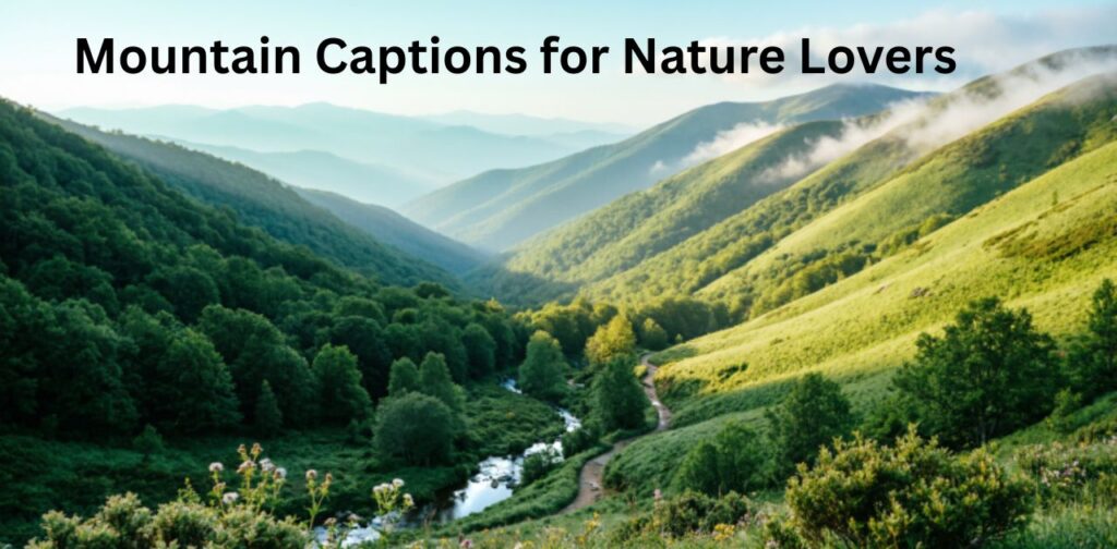 Green valley scenery for short mountain captions for Instagram and fresh nature exploration vibe