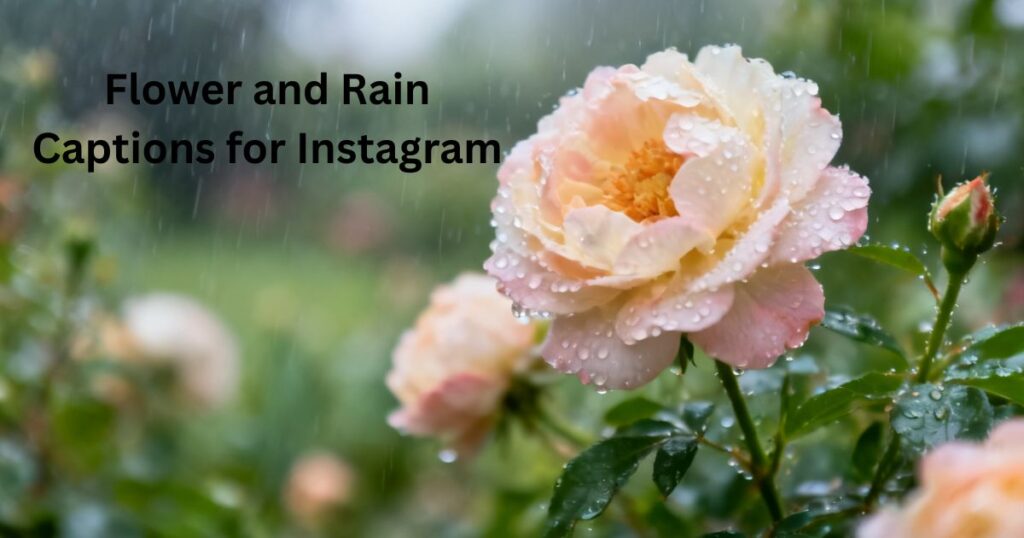 Flower and Rain Captions for Instagram – aesthetic floral rainy captions, nature rain vibes, blooming flowers in rain, and soft dreamy weather captions for Instagram