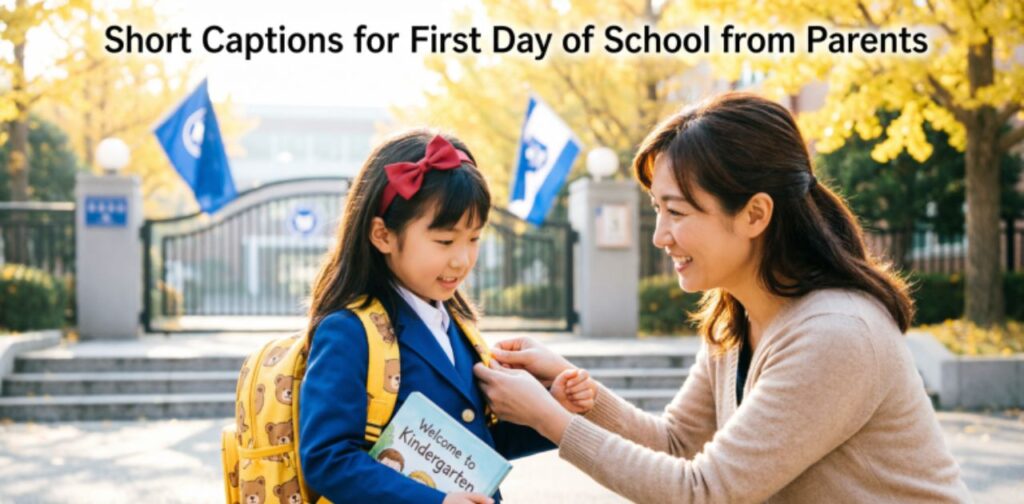 Short Captions for First Day of School from Parents showing love and proud moments
