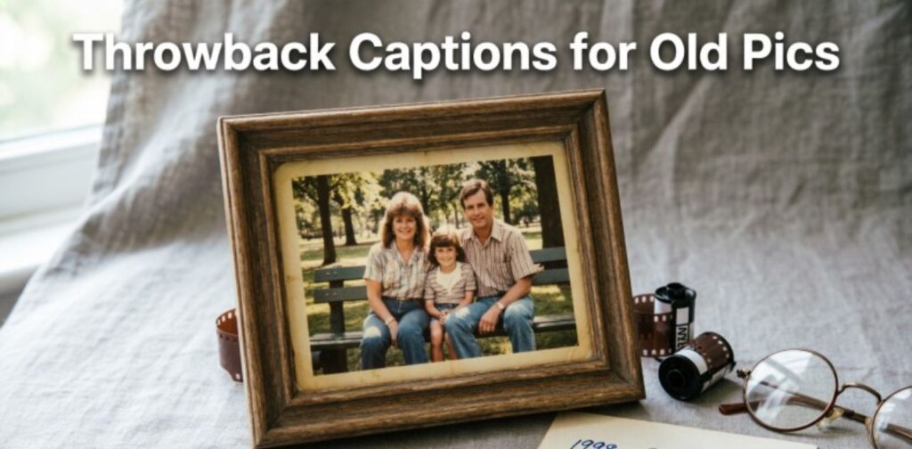 Throwback Captions for Old Pics’ featuring Thursday Captions for Instagram focus keyword, designed for memory-filled and engaging Instagram posts.