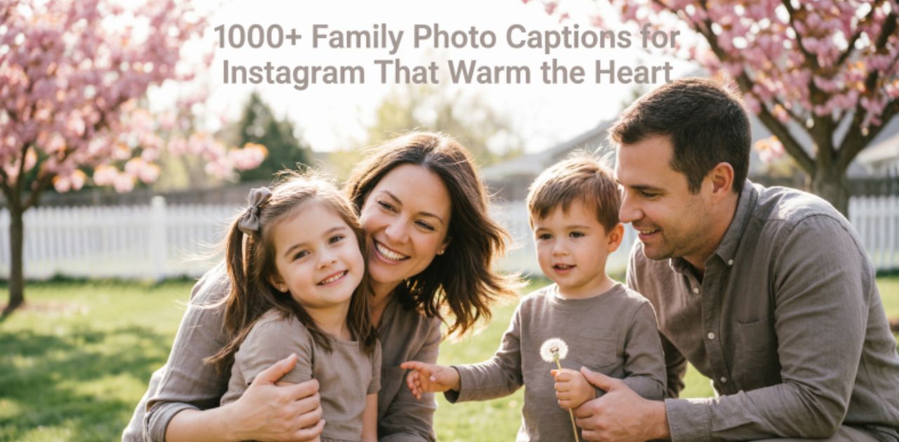 Smiling family sharing beautiful memories together with Family Photo Captions for Instagram, perfect for love, bonding, happiness, and heartfelt moments.